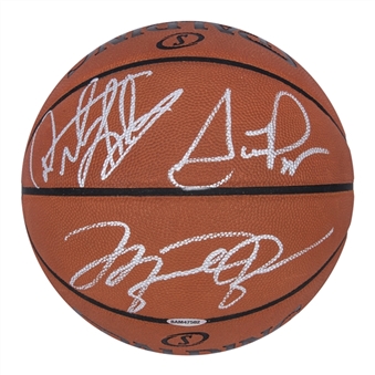 Michael Jordan, Scottie Pippen & Dennis Rodman Triple Signed Spalding Basketball (UDA & Fanatics)